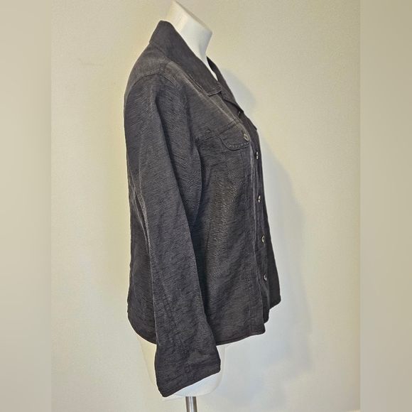 Chicos black silk linen shacket size 2 large EUC - Picture 3 of 6